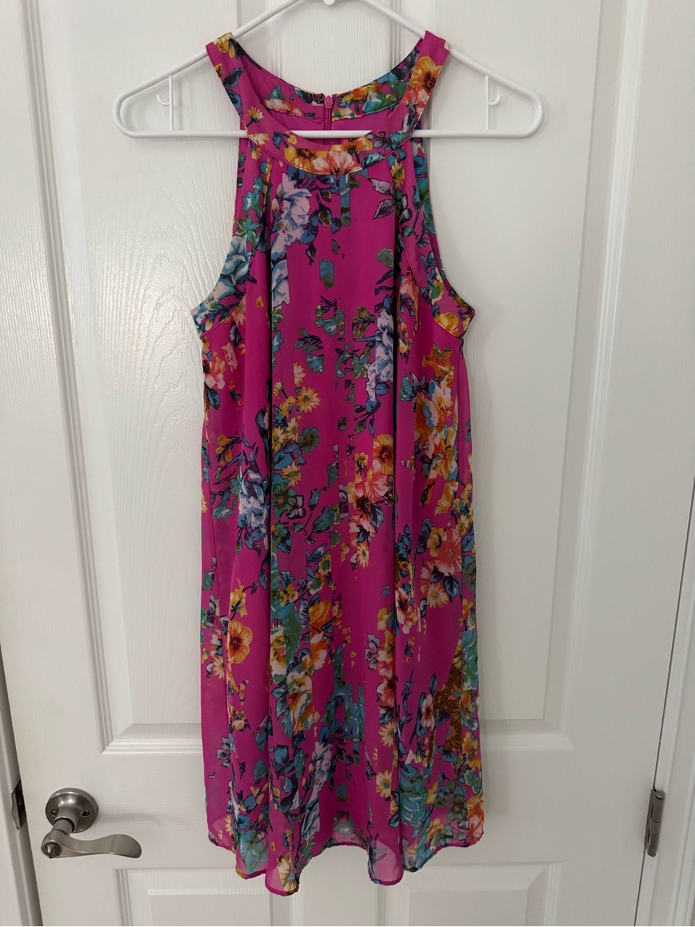 Betsey Johnson Pink Floral Chiffon Halter Dress Size 0